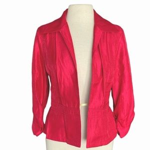 CHICO’S I Shimmery Open Front 3/4 Ruched Sleeve Evening Jacket